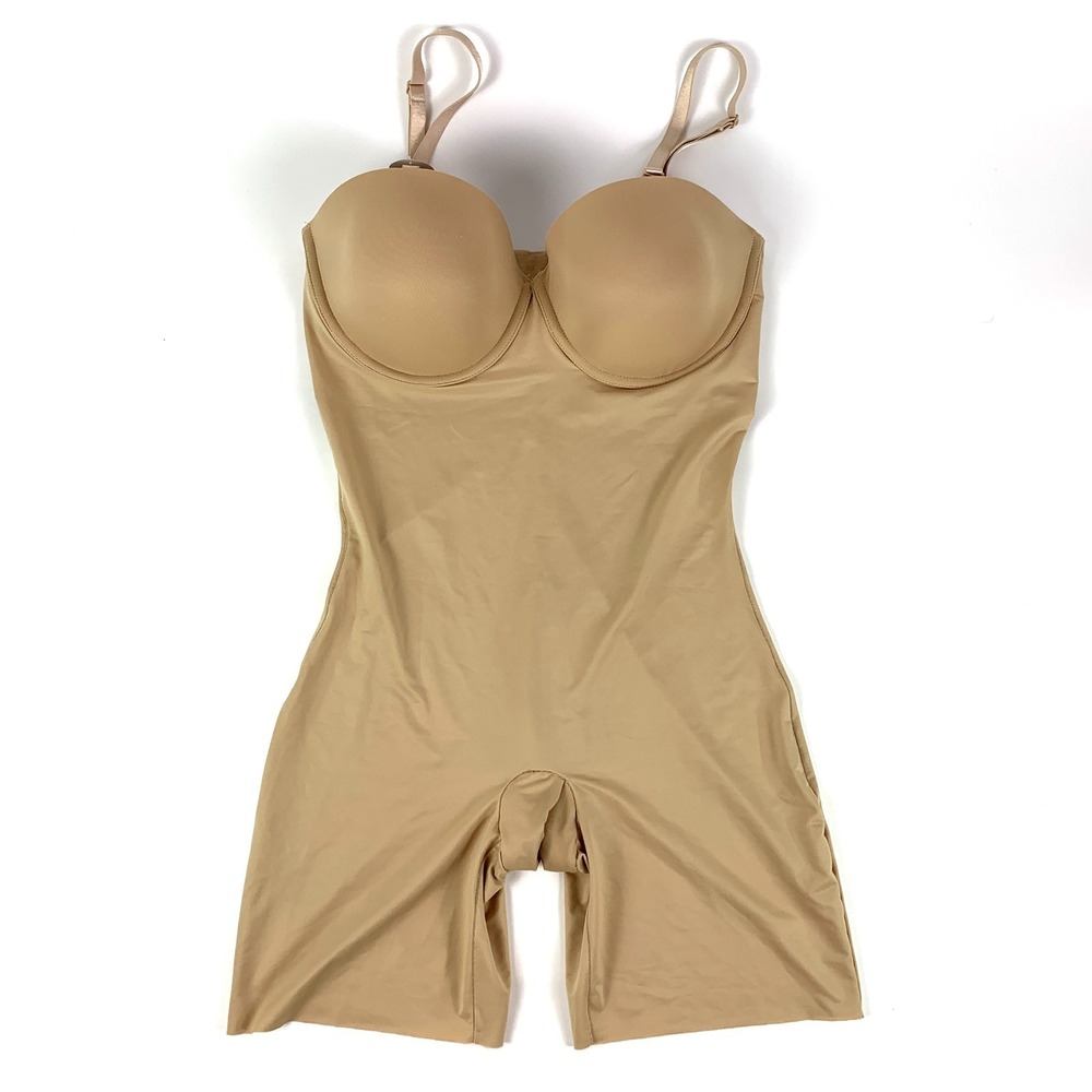 NWOT Red Hot Spanx Bodysuit Sz L Beige 5 Way Straps Strapless Underwire Moderate